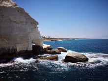 Rosh HaNikra Is A Geologic Formation In Israel, Located On The Coast Of The Mediterranean Sea, In The Western Galilee. It Is A White Chalk Cliff Face Which Opens Up Into Spectacular Grottos. 