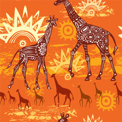 Wall Mural - Seamless pattern with Giraffes