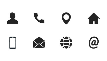 Leinwandbilder - Business Card icons. Set Web symbol. Vector contact information icons.