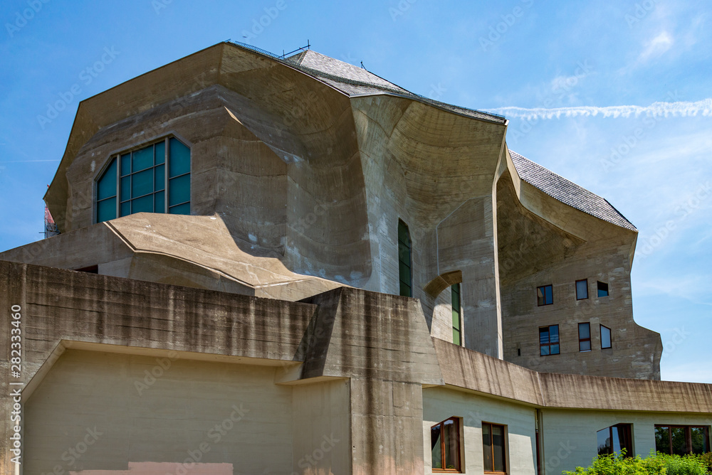 Outdoor exterior sunny view of Goetheanum, sculptural Outdoor exterior sunny view of Goetheanum, sculptural