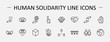 © Set Line Vector Icon - International Day of Human Solidarity Line Vector Icons Set. Contains such Icons as Handshake, Heart, planet Earth, helping Hand, People and more. Editable Stroke. 32x32 Pixel Perfect