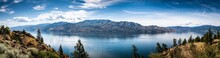 Panoramic View Of Okanagan Lake From Knox Mountain Park Located At Kelowna British Columbia Canada