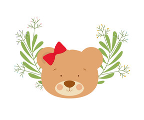 Poster - head of cute bear with background garland