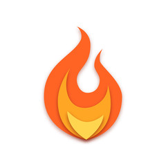 Wall Mural - simple vector flame icon in paper cut style
