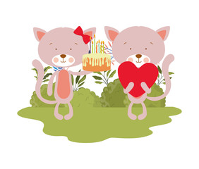 Poster - cute cats with with cake in hand