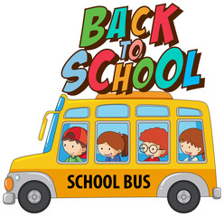 Wall Mural - Back to school template with bus