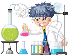 Wall Mural - scientist doing experiment in science lab