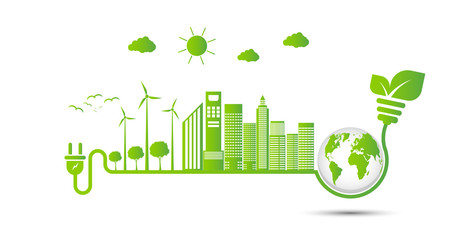 Wall Mural - Energy ideas save the world concept Power plug green ecology