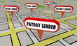 Payday Lender Predatory Loan Check Cashing Map Locations 3d Illustration