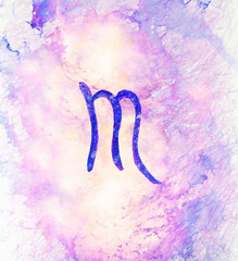 Fotomurali - Hand drawn horoscope astrology symbols, color background.