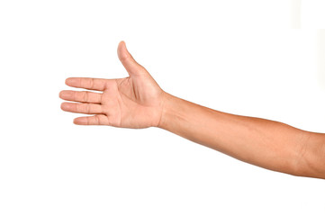  Man hand with thumb up isolated on white background