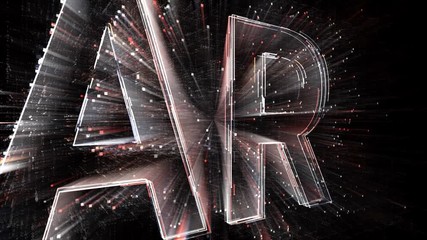 4k AR Augmented Reality word company brand logo tag cloud;binary computer code.The Matrix binary text design animation;changing from zero to one digits;abstract tech background.