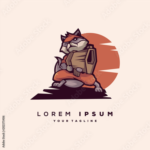 Cuadros en Lienzo awesome rocket raccoon logo design