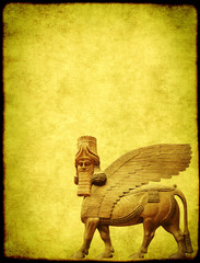 Canvas Print - Grunge background with paper texture and lamassu