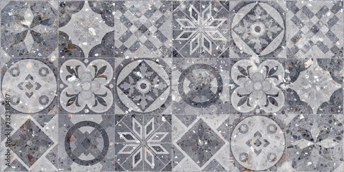 Obraz w ramie Concrete Stone mosaic tile. Cement background, digital tiles