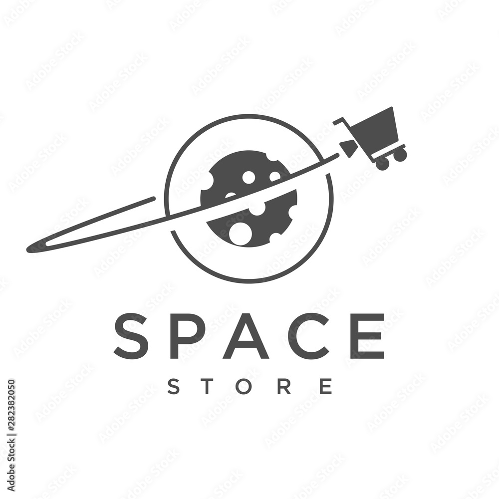 space logo vector, with trolley as a rocket Stock Vector | Adobe Stock