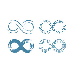 Infinity Eternity Symbol Sign Variations Set. Logo Template. Flat Line Stroke Icon Pictogram