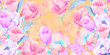 Beautiful elegant watercolor rose and peony flower illustration