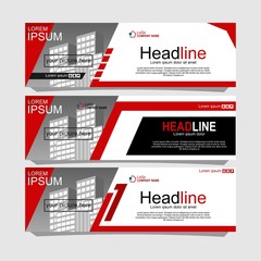Wall Mural -  Red abstract corporate business banner template, horizontal advertising business banner layout template