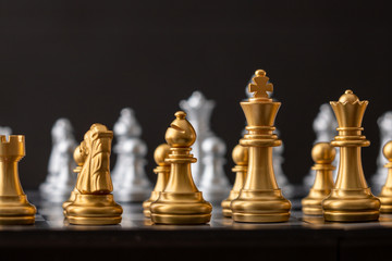 Wall Mural - Gold and silver chess group