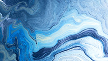 Blue Liquid Marble Abstract Surfaces Design.