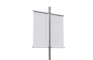 blank pole banner mockup template on isolated white background, ready for design presentation, 3d il