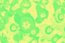 Ultra Green Tulips Flowers Pattern On Yellow Background