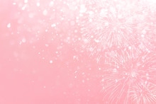 Pink Fireworks With Abstract Bokeh Background