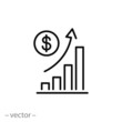 © Yurii - increase money growth icon, progress marketing, thin line symbol on white background - editable stroke vector illustration eps10