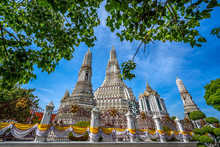 Bangkok, Thailand At Wat Arun Temple, Giant Statue Guarding The Entrance To The Temple, Bangkok, Thailand. On The Thonburi West Bank Of The Chao Phraya River.