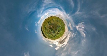 Wall Mural - little planet transformation with curvature of space. abstract torsion and spinning of full flyby pa