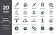 Quality Control icon set. Contain filled flat correction, efficiency, infrastructure, quality policy, traceability, production, guarantee icons. Editable format