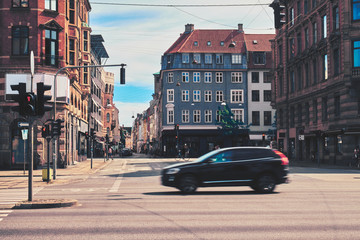 Car on the road in Copenhagen