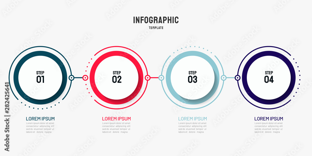 Timeline infographic design element and number options. Business concept with 4 steps. Can be used for workflow layout, diagram, annual report, web design. Vector business template for presentation. - obrazy, fototapety, plakaty 