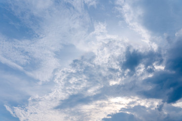 Wall Mural - air and fluffy clouds in the blue sky on a sunny day, background texture