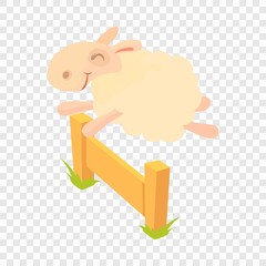 Wall Mural - Sheep jumping over barrier icon. Cartoon illustration of sheep jumping over barrier vector icon for web