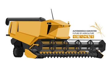 Poster - Set of autonomous combine harvester. Vector illustration EPS 10