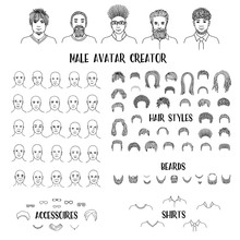 Male Avatar Creator - Hand Drawn Faces And Hairstyles To Create Your Own Personal Profile Picture