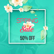 Abstract spring sale offer banner design with frame