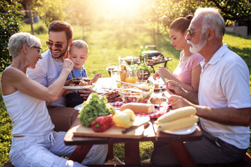 Family having a barbecue party