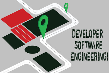 word writing text developer software engineering. business concept for forming software base on engi