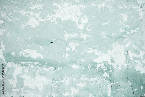 Fotomural old blue-green chipping wall background