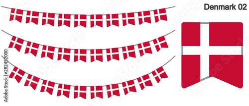 デンマークの国旗のガーラーンド　ベクターデータ（bunting garland） Fotobehang