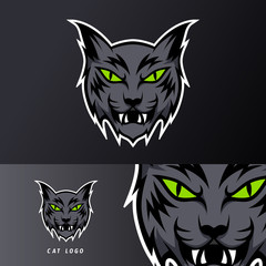 black angry cat tiger mascot sport gaming esport logo template