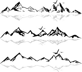 Wall Mural - Mountain Skyline Landscape Vector Silhouette