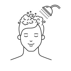 Hair washing male character vector illustration outline style