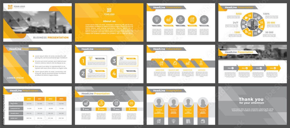 Presentation templates, corporate. Elements of infographics for presentation templates. Annual report, book cover, brochure, layout, leaflet layout template design. - obrazy, fototapety, plakaty 