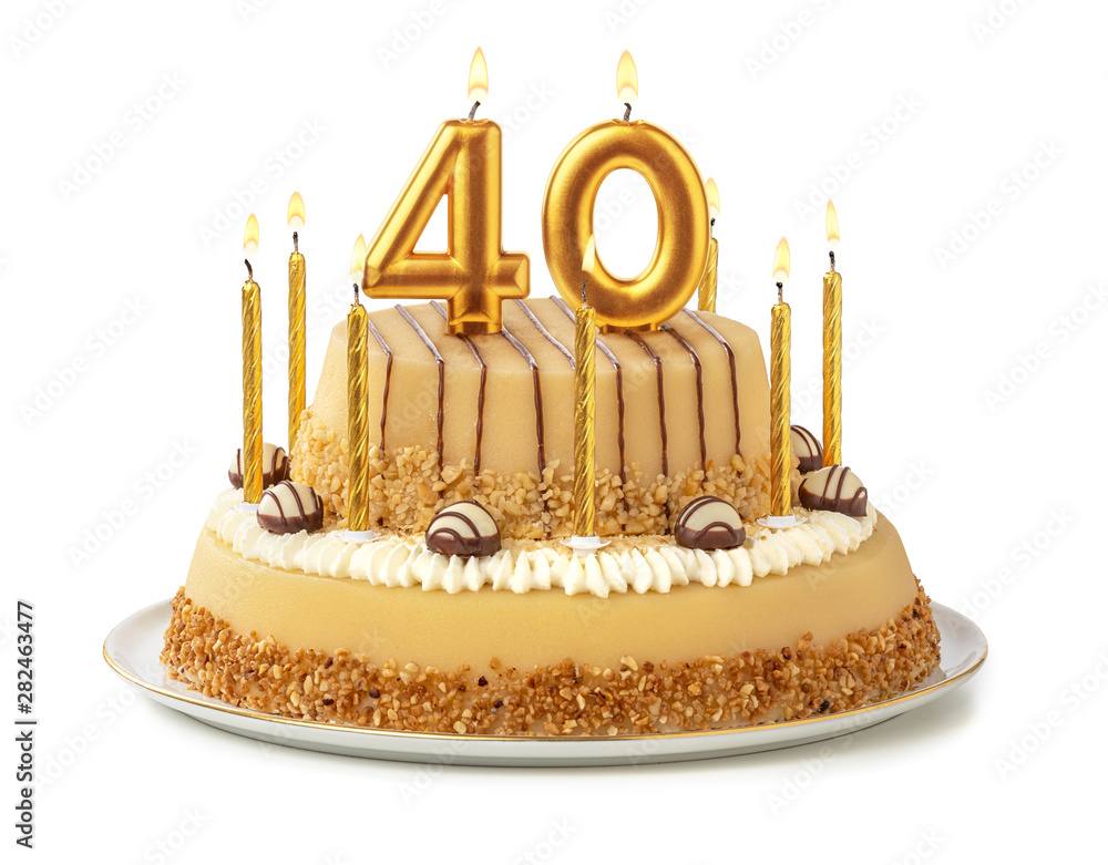 Kuchendekoration Zum 40. Geburtstag – Gold-glitzernder Cake Topper, Einseitig, Für Torten & Desserts, Party-Deko