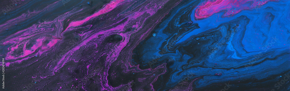 abstract marbleized effect background. Blue, purple and black creative colors. banner - obrazy, fototapety, plakaty 