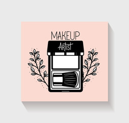 Poster - eye shadows make up in floral frame